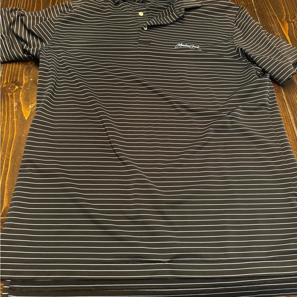 Peter Millar Black and White Striped Polo Shirt